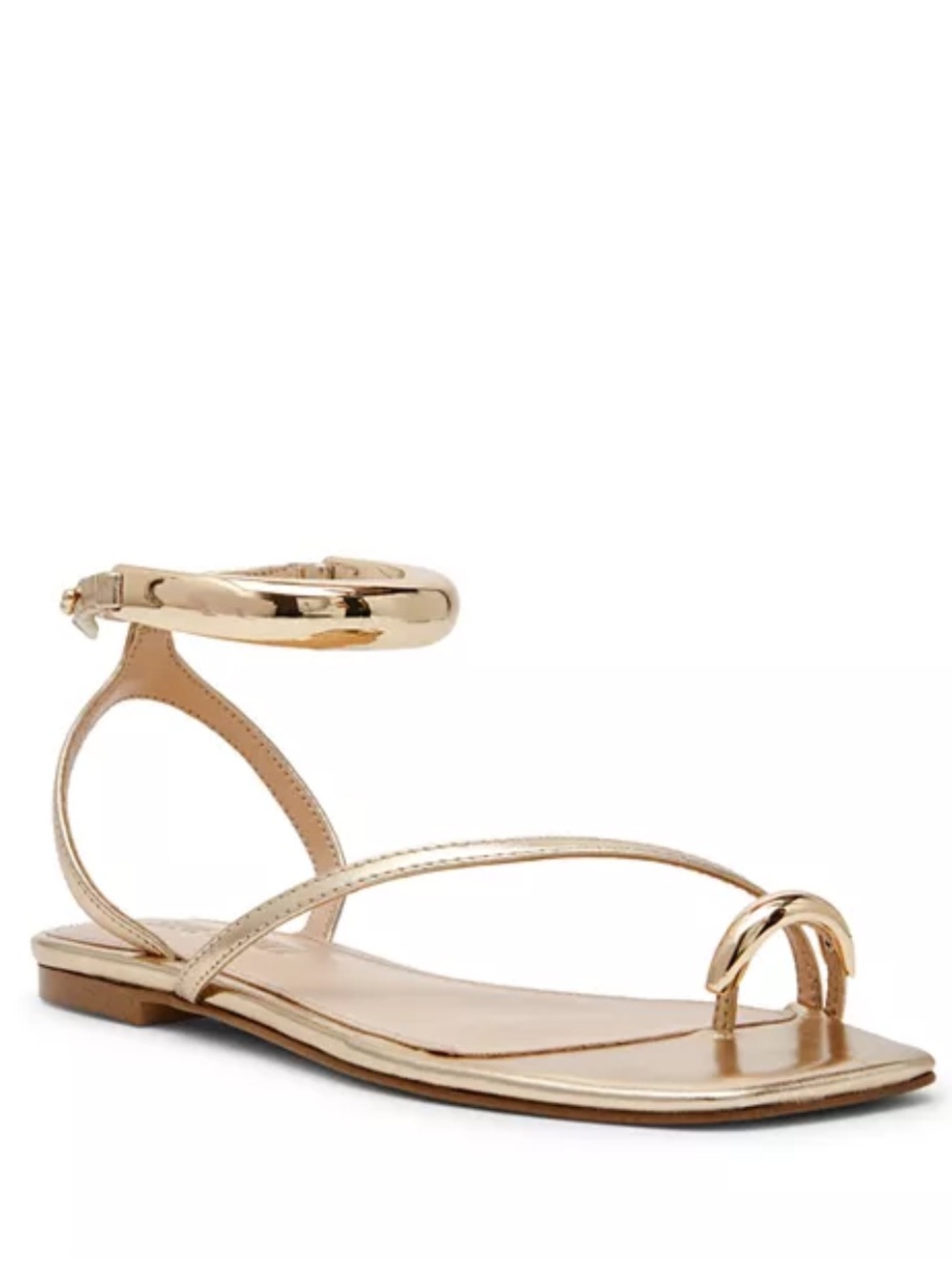 Steve Madden Odessey metallic Gold Women's Ankle-Strap Flat Sandals size 8